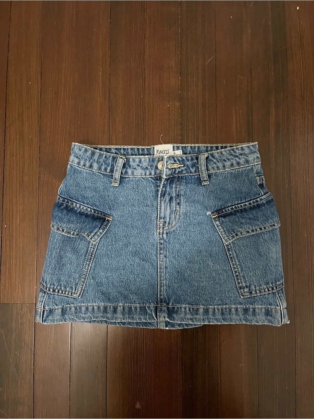 Princess Polly Blue Denim Mini Skirt with Cargo Pockets